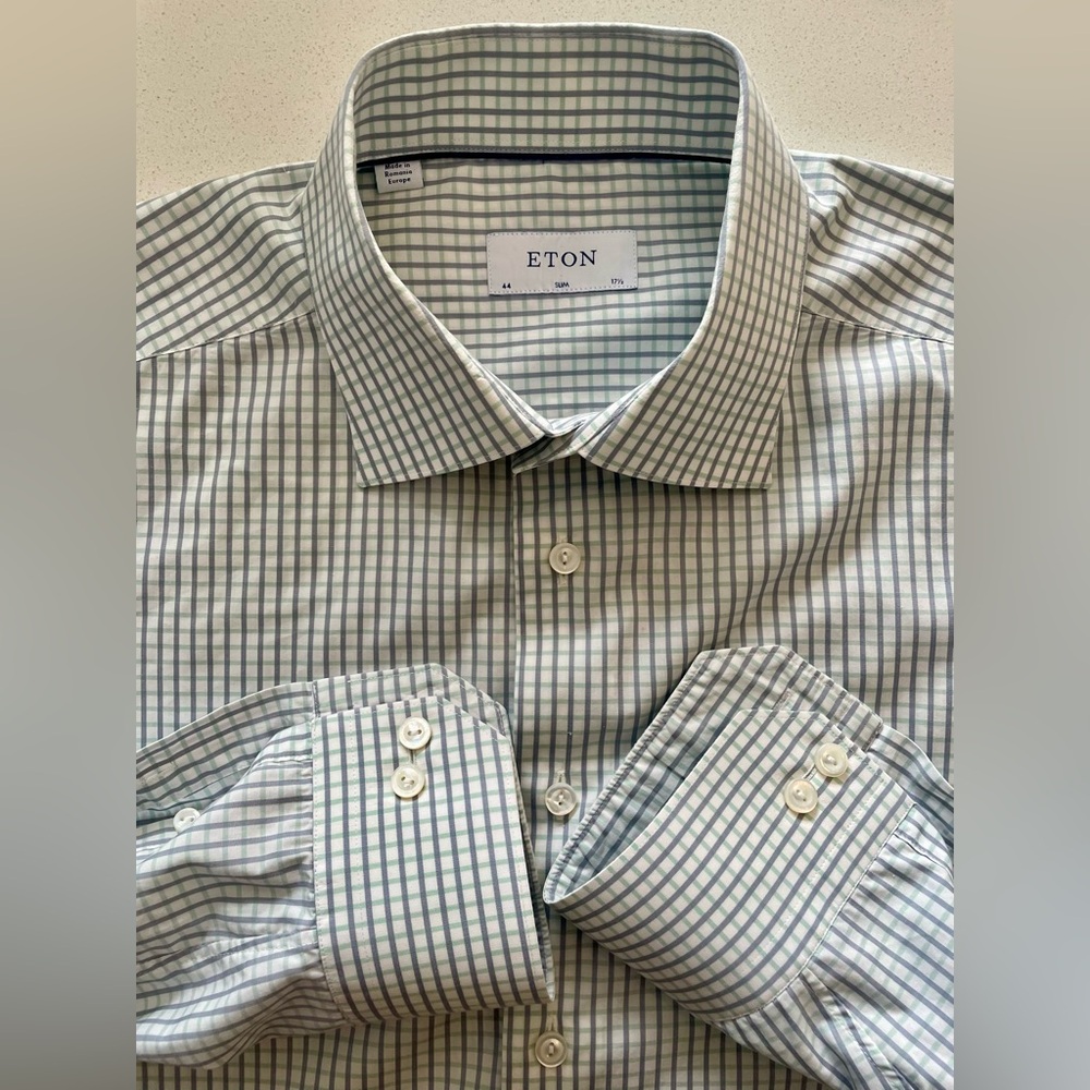 Eton - all cotton dress shirt Size 44 (17.5” neck) slim fit